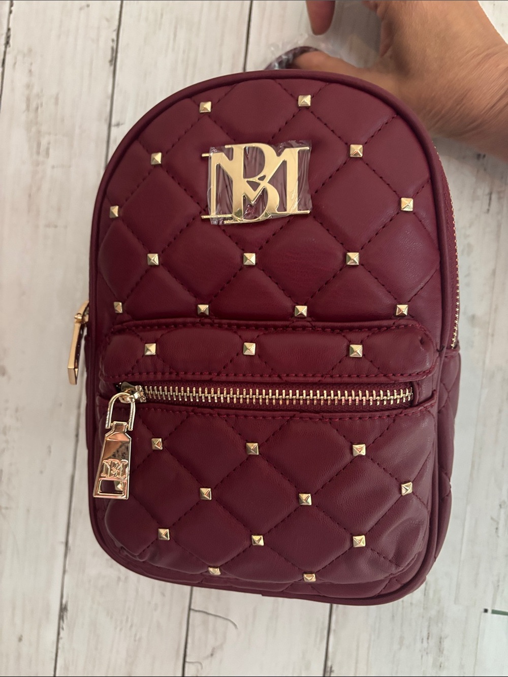 Badgley Mischka Quilted Mini Backpack - Wine Red